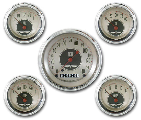 Classic Instruments All American Nickel Series 5 Gauge Kit (with High Step Bezels) (CIAN00SHC) CIAN00SHC