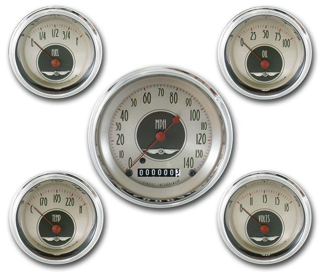 Classic Instruments All American Nickel Series 5 Gauge Kit (with High Step Bezels) (CIAN00SHC) CIAN00SHC