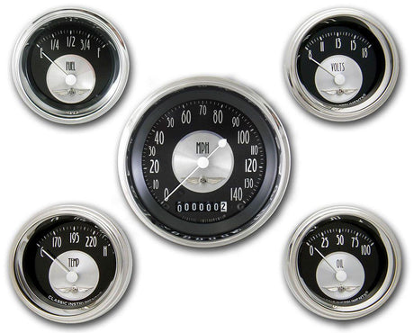Classic Instruments All American Tradition 5 Gauge Set With High Step S/S Bezel (CIAT00SHC) CIAT00SHC