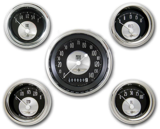 Classic Instruments All American Tradition 5 Gauge Set With High Step S/S Bezel (CIAT00SHC) CIAT00SHC