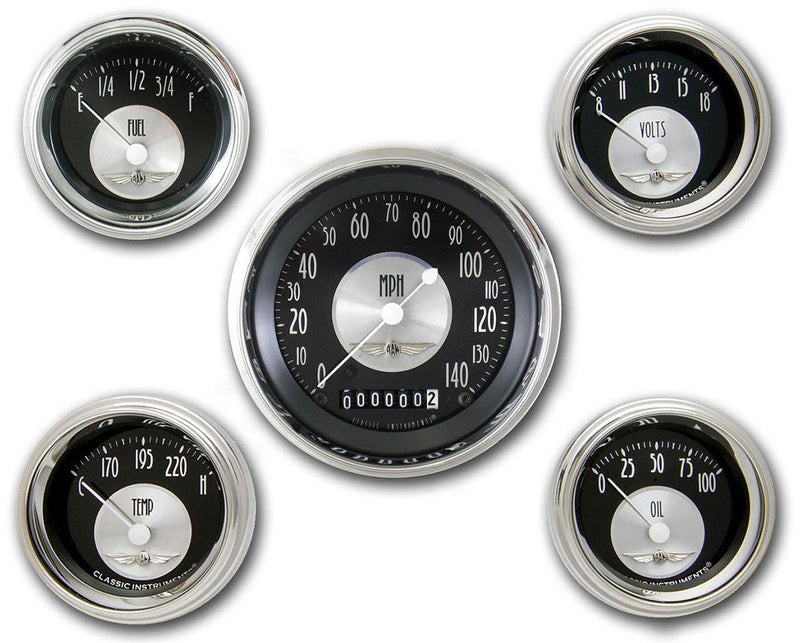 Classic Instruments All American Tradition 5 Gauge Set With High Step S/S Bezel (CIAT00SHC) CIAT00SHC