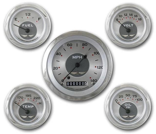 Classic Instruments All American Series 5 Gauge Set With Polished Radial Bezel (CIAW00SRC) CIAW00SRC