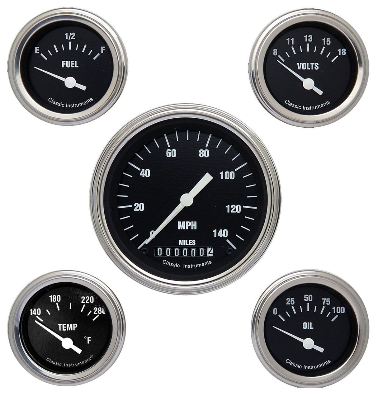 Classic Instruments Black Hotrod Series 5 Gauge Set (CIHR00SLC)