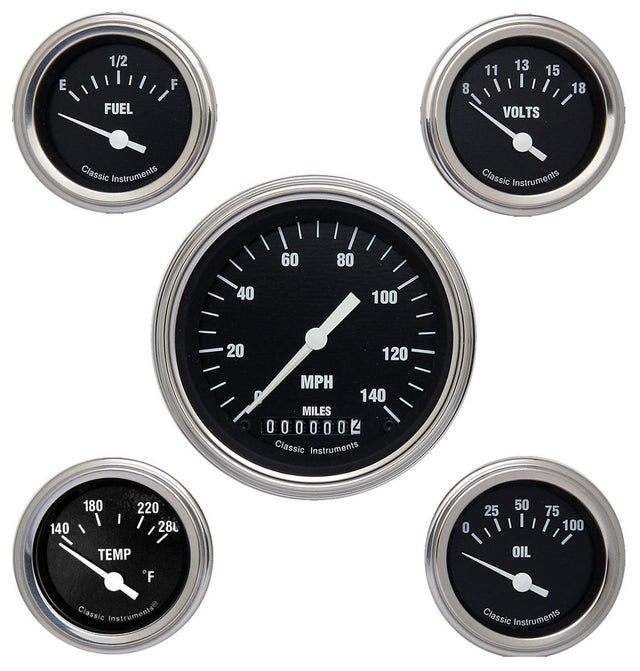 Classic Instruments Black Hotrod Series 5 Gauge Set (CIHR00SLC)