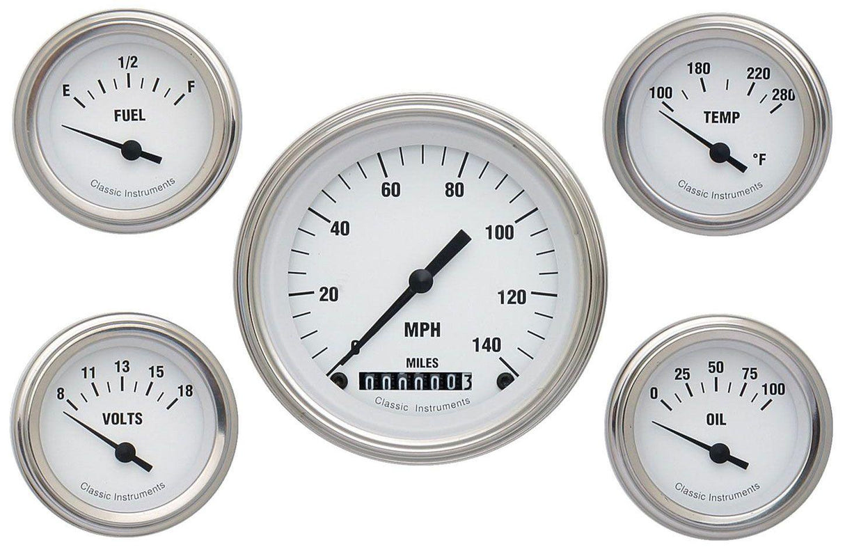 Classic Instruments White Hot 5 Gauge Set (CIWH00SLC) CIWH00SLC