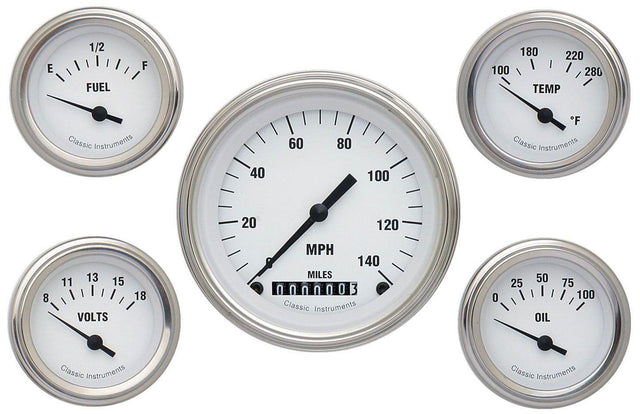 Classic Instruments White Hot 5 Gauge Set (CIWH00SLC) CIWH00SLC