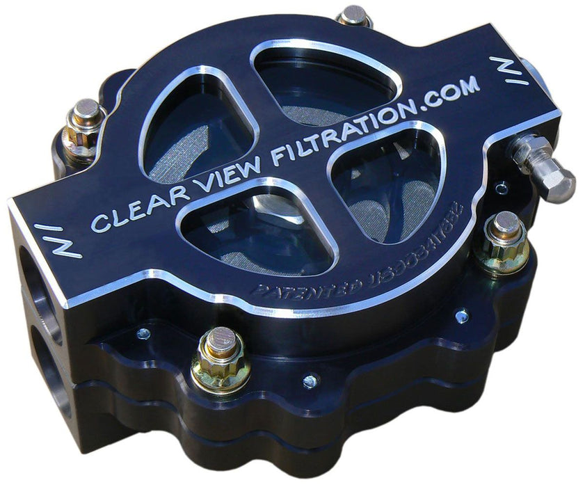 Clearview 4" Hi-Flow See Through Oil Filter - Black Anodised (CV410-115-B)