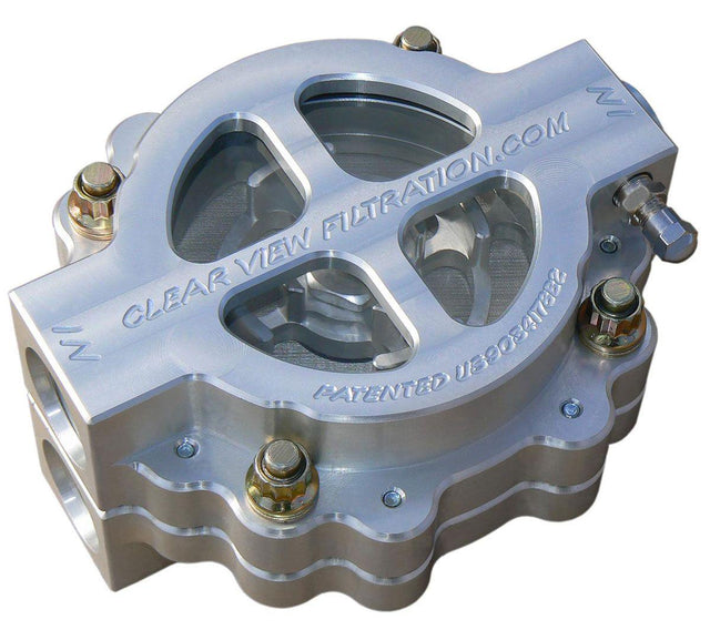 Clearview 4" Hi-Flow See Through Oil Filter - Clear Anodised (CV410-115) CV410-115