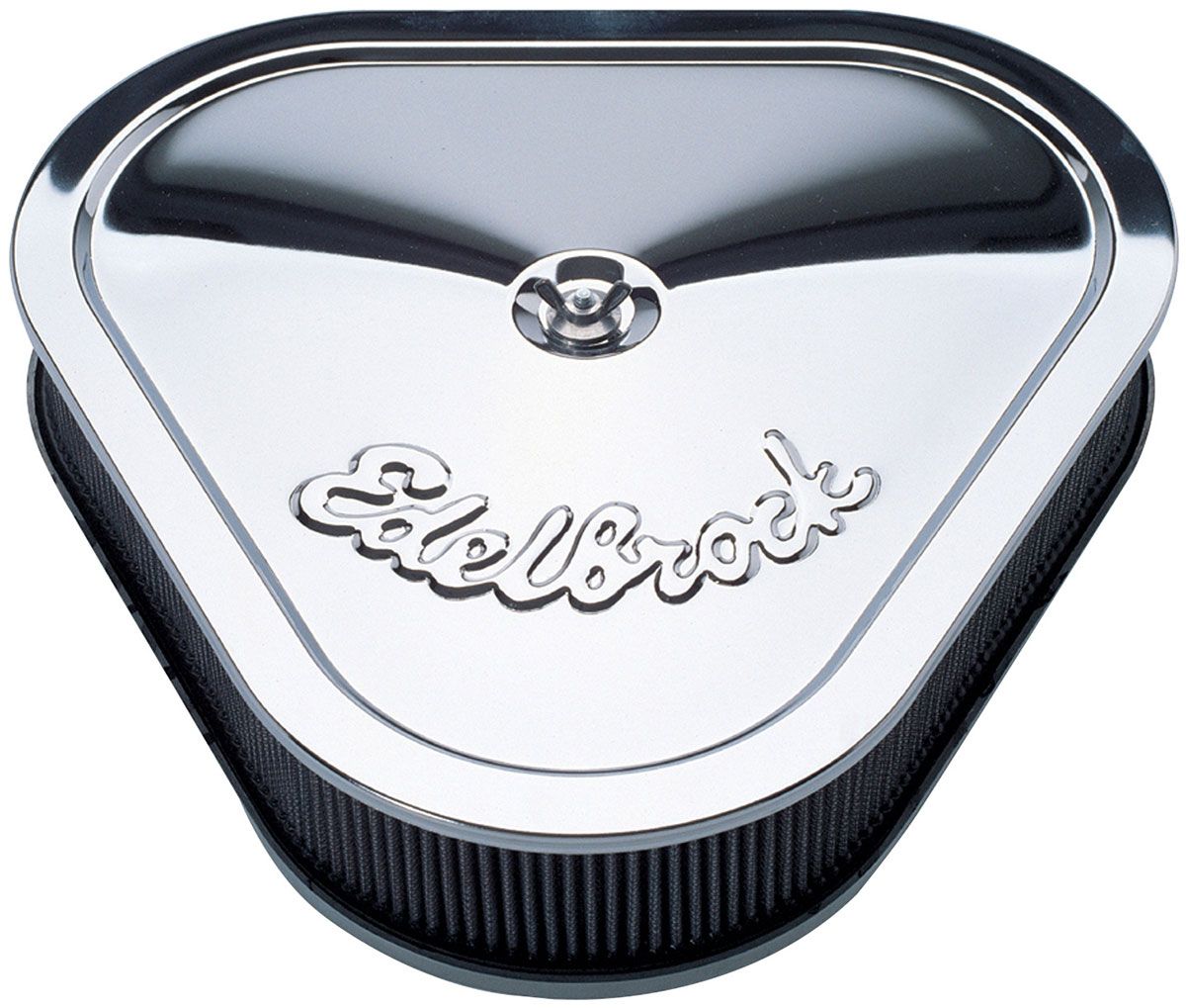 Edelbrock Pro-Flo Triangular Air Cleaner Assembly, Chrome with Logo (ED1222) ED1222