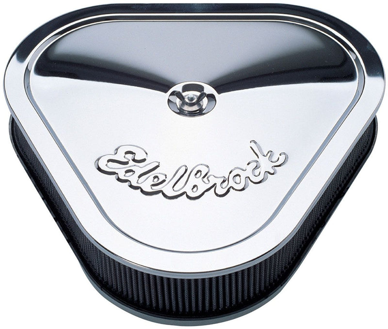 Edelbrock Pro-Flo Triangular Air Cleaner Assembly, Chrome with Logo (ED1222) ED1222