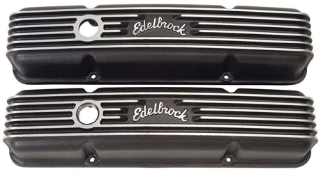 Edelbrock Classic Aluminium Series Valve Covers - Black Finish (ED41443) ED41443