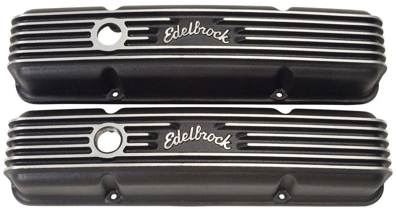 Edelbrock Classic Aluminium Series Valve Covers - Black Finish (ED41443) ED41443