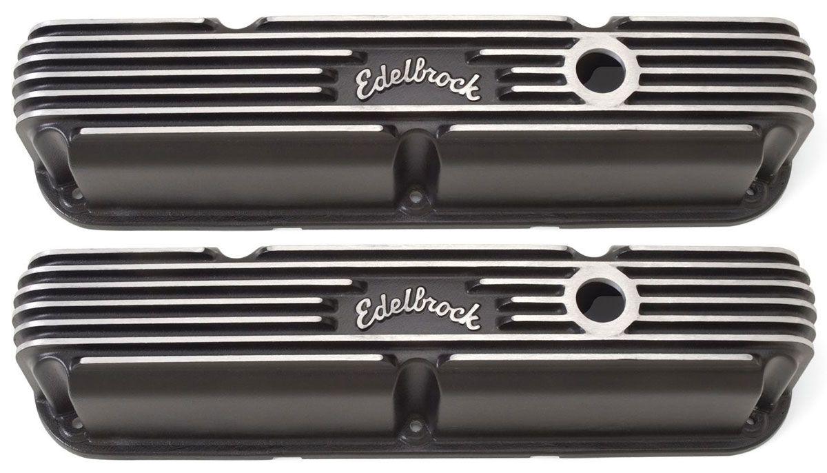 Edelbrock Classic Aluminium Series Valve Covers - Black Finish (ED41763) ED41763