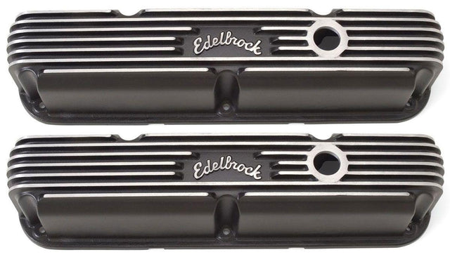 Edelbrock Classic Aluminium Series Valve Covers - Black Finish (ED41763) ED41763
