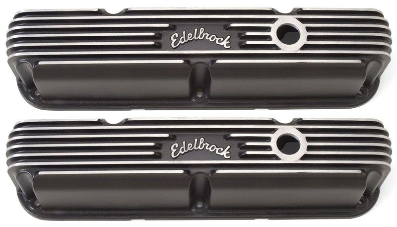 Edelbrock Classic Aluminium Series Valve Covers - Black Finish (ED41763) ED41763