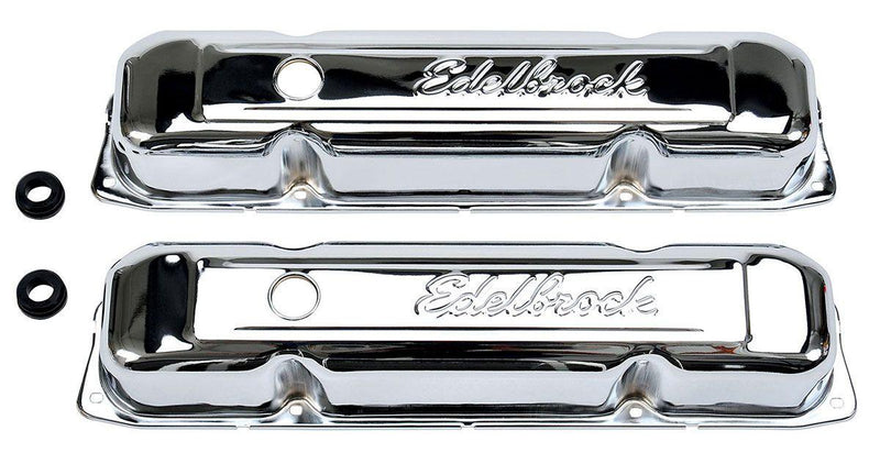 Edelbrock CHROME VALVE COVERS, 383-440 W/LOGO, CHRYSLER EDELBROCK - 4491 (ED4491)
