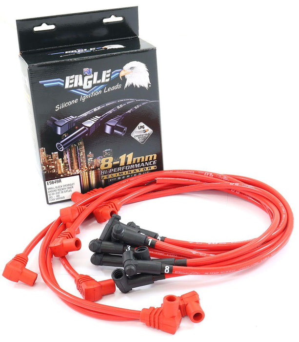 EL 9mm Around Valve Cover Style HEI Ignition Lead Set, Red (ELE9849R)