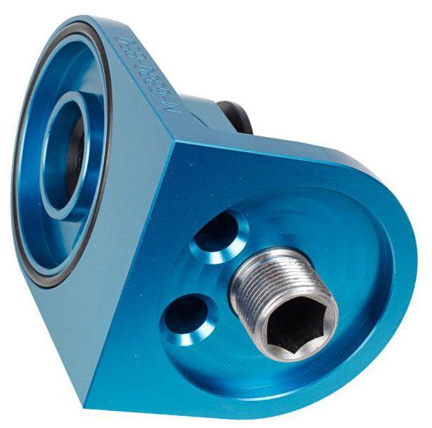 Ford Performance Billet Aluminium 90° Oil Filter Adapter, Blue (FMM-6880-B50)