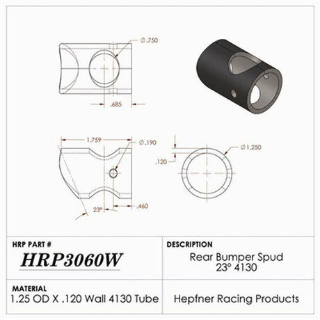 HRP Rear Bumper Spud (HRP-3060W) HRP-3060W