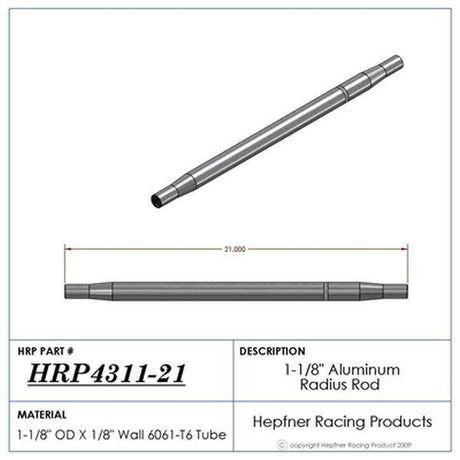 HRP Polished Aluminium Radius / Swedge Rod (HRP-4311-21) HRP-4311-21