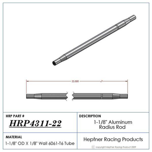 HRP Polished Aluminium Radius / Swedge Rod (HRP-4311-22) HRP-4311-22