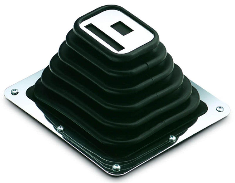 Hurst Shifter Boot And Plate, Super Shifter 3, Black, Rubber, Chrome Plated Steel Trim Plate, Hardware, Each (HU1140010) HU1140010