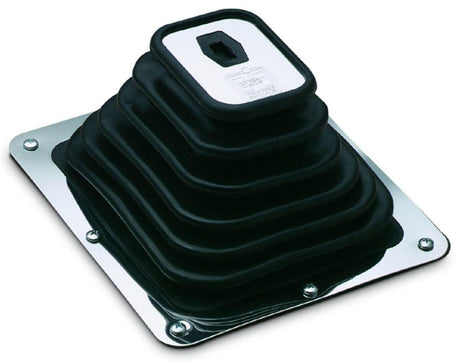 Hurst Shifter Boot and Plate, Black, Rubber, Chrome Plated Steel Trim Plate, Hardware, Each (HU1147494) HU1147494