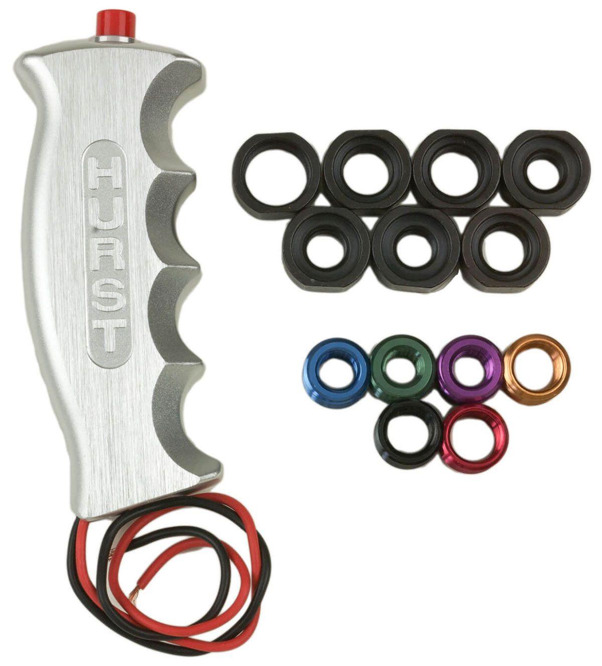 Hurst Shift Knob, Pistol Grip, Aluminium, Anodised, 12 V Button, Logo, Each (HU1536200)