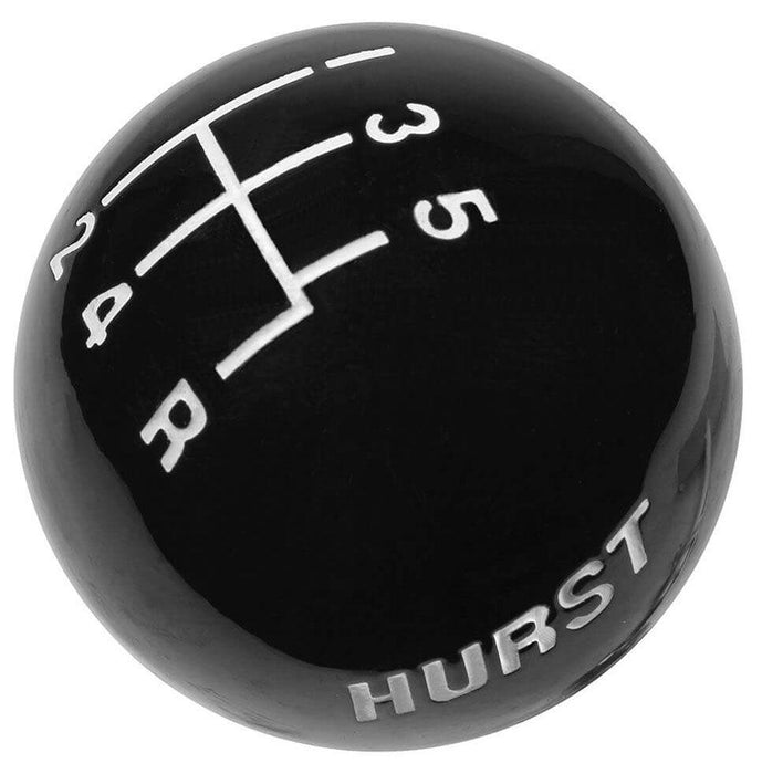 Hurst Shift Knob, Round, Plastic, Black, 5-Speed Pattern, Manual Transmission, Each (HU1630125)