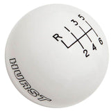 Hurst Shift Knobs, Classic, Round Style, Plastic, White, Manual 6-speed/ Logo, Thread On M12 x 1.25mm Attachment, Manual, For Ford, Each (HU1630225) HU1630225