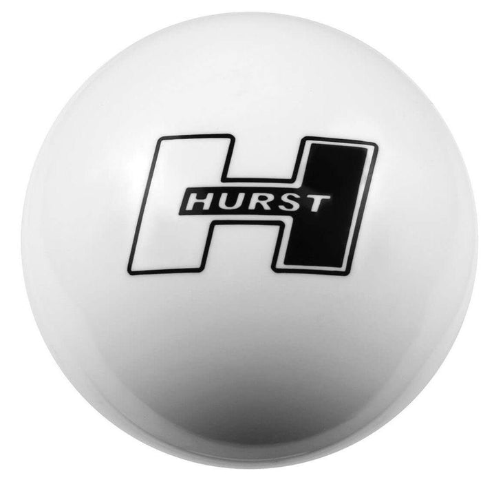 Hurst Shift Knob, Round, Plastic, White, Logo, Manual Transmission, Universal, Each (HU1631401)