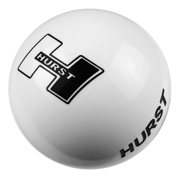 Hurst Shift Knob, Round, Plastic, White, Logo, Manual Transmission, Universal, Each (HU1631401)