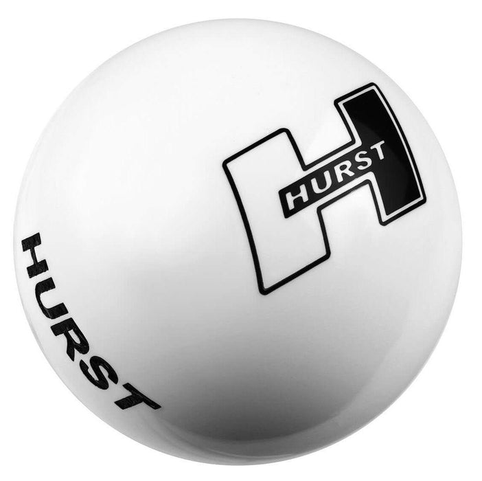 Hurst Shift Knob, Round, Plastic, White, Logo, Manual Transmission, Universal, Each (HU1631401)