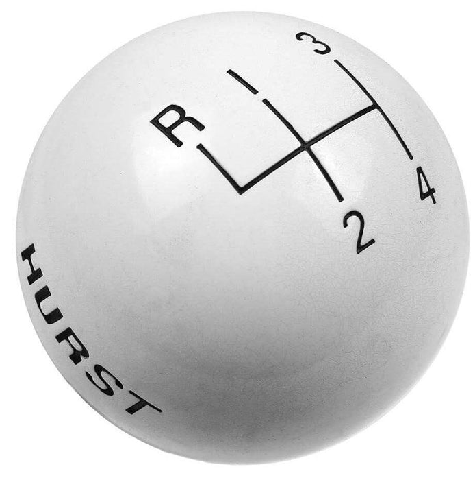 Hurst Shift Knob, Round, Plastic, White, 4-Speed Pattern, Manual Transmission, Each (HU1637626)