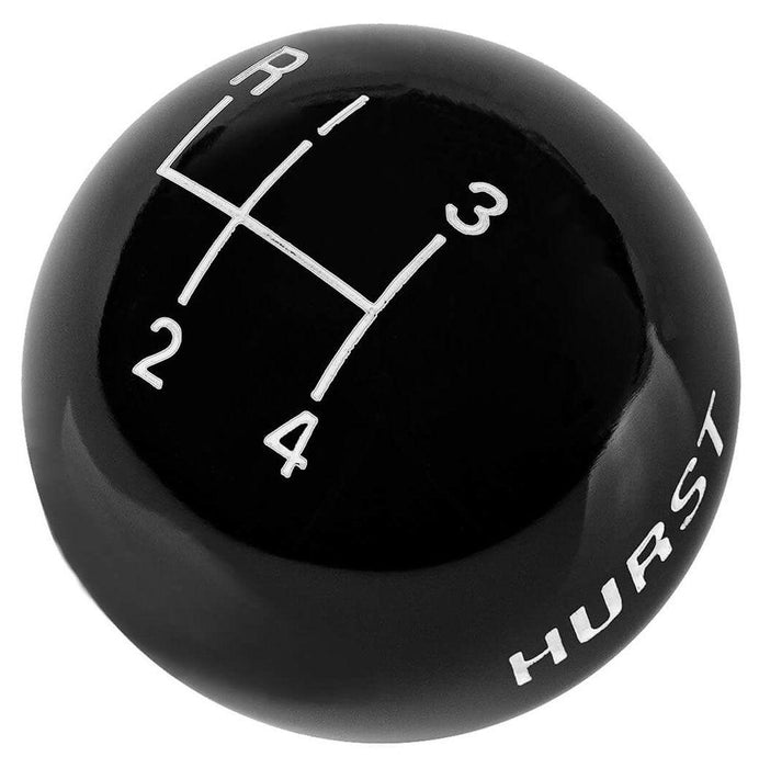 Hurst Shift Knob, Plastic, Black, 4 Speed, Logo, 3/8 in.-16, Each (HU1637627)