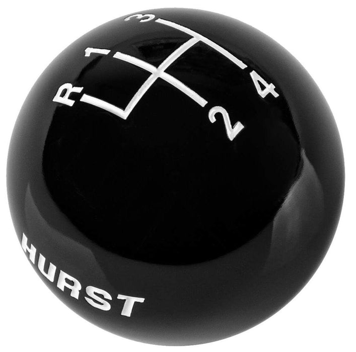 Hurst Shift Knob, Plastic, Black, 4 Speed, Logo, 3/8 in.-16, Each (HU1637627)