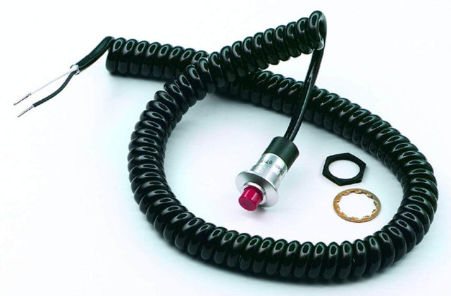 Hurst Switch, Push Button, Momentary, Launch, Nitrous, Trans-Brake, Plastic, Red, 10 Amps, with Spiral Cord, Each (HU2483880) HU2483880