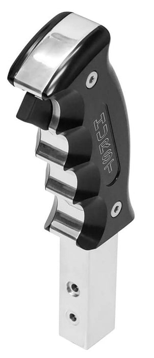 Hurst Shifter Handle, Pistol-Grip, BIllet Aluminium, Polished/Black Anodised, Logo, Park Release Button, For Ford, Automatic, Each (HU5380435)