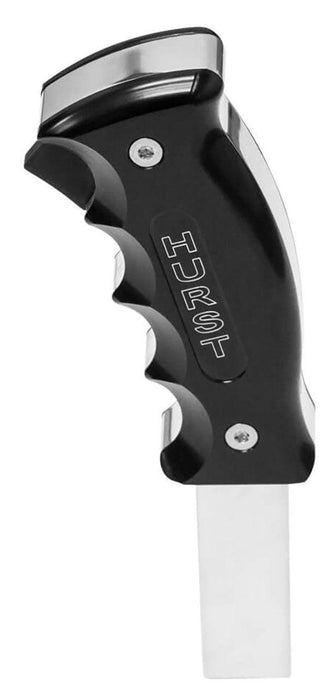 Hurst Shifter Handle, Pistol-Grip, BIllet Aluminium, Polished/Black Anodised, Logo, Park Release Button, For Ford, Automatic, Each (HU5380435)