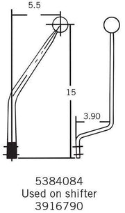 Hurst Replacement Shifter Stick, Steel, Chrome, 15.00 in. Long, 3/8 in.-16 Thread, Each (HU5384084)