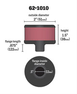 K&N Push-In Vent Filter 2 OD x 1-1/2 H (KN62-1010)