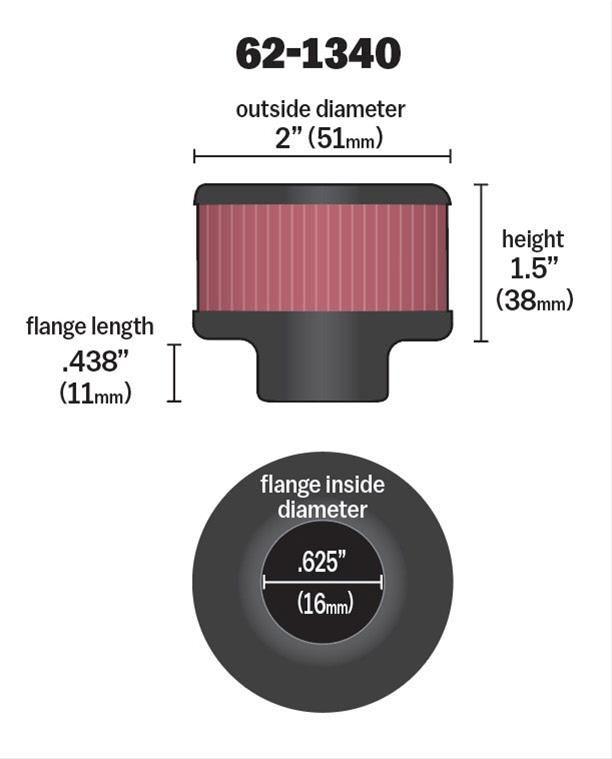 K&N Clamp-On Vent Filter 2 OD x 1-1/2 H (KN62-1340)