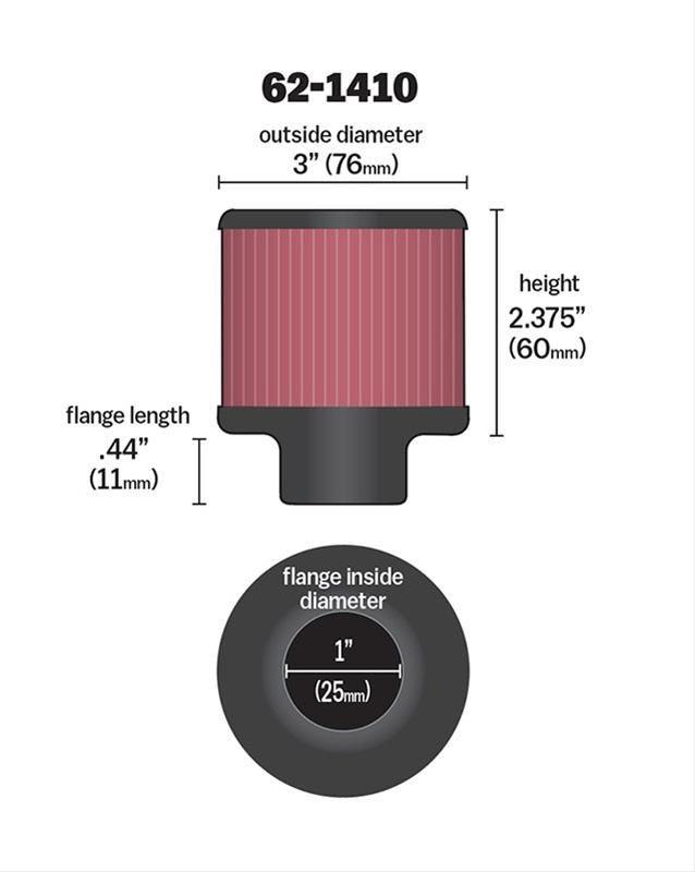 K&N Clamp-On Vent Filter 3 OD x 2-3/8 H (KN62-1410)