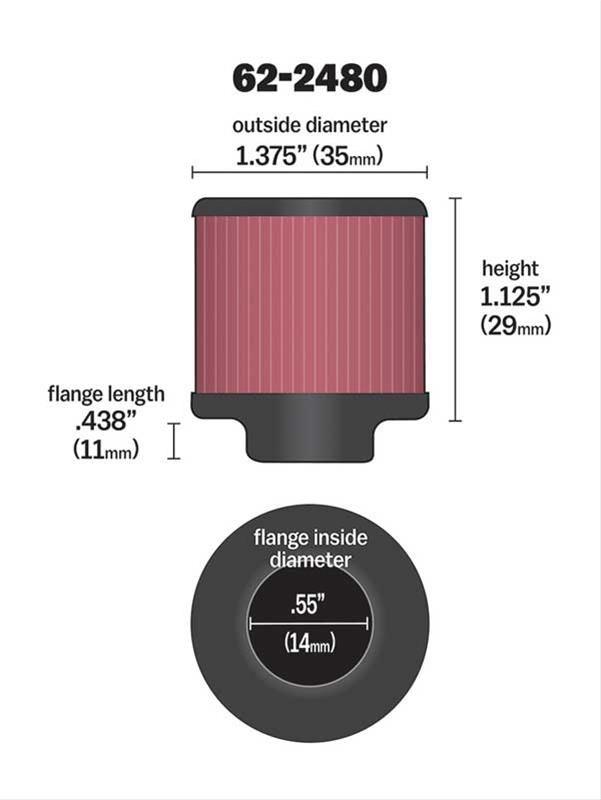 K&N Clamp-On Vent Filter 1-3/8 OD x 1-1/8 H (KN62-2480)