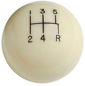 Lokar 5-Speed Ivory 2" Gear Knob 3/8-24 & 3/8-16 Thread (LK-SK-6872) LK-SK-6872