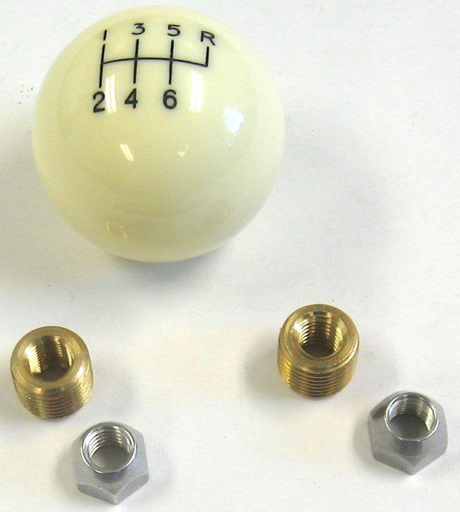 Lokar 6-Speed Ivory 2" Gear Knob 3/8-24 & 3/8-16 Thread (LK-SK-6873) LK-SK-6873