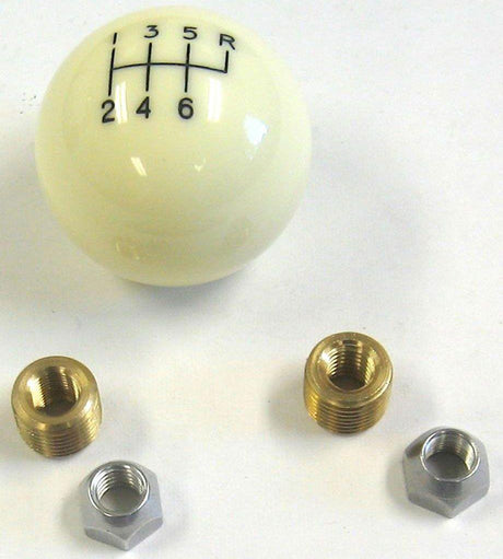 Lokar 6-Speed Ivory 2" Gear Knob 3/8-24 & 3/8-16 Thread (LK-SK-6873) LK-SK-6873