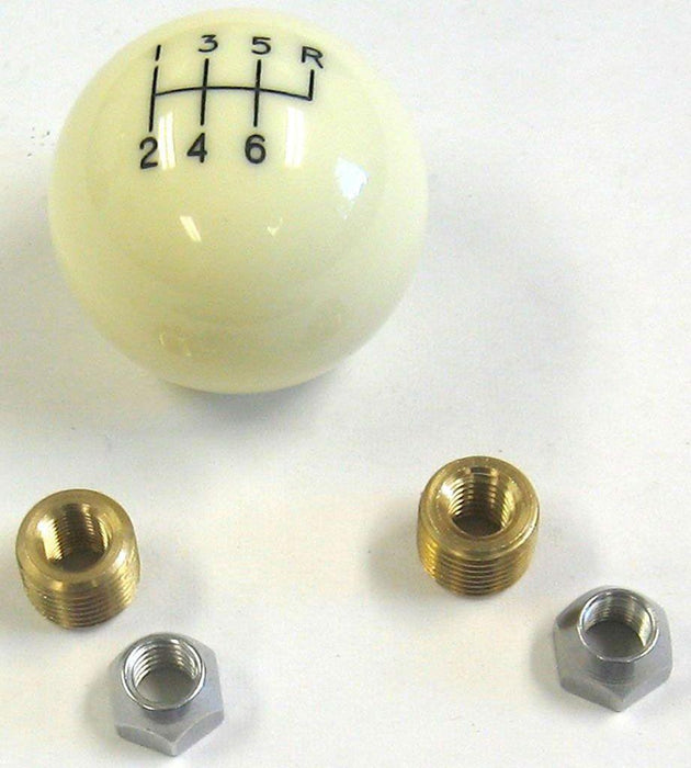 Lokar 6-Speed Ivory 2" Gear Knob 3/8-24 & 3/8-16 Thread (LK-SK-6873)