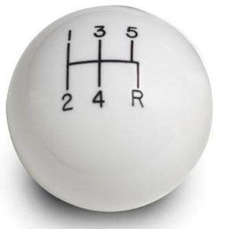 Lokar 5-Speed White 2" Gear Knob 3/8-24 & 3/8-16 Thread (LK-SK-6874) LK-SK-6874