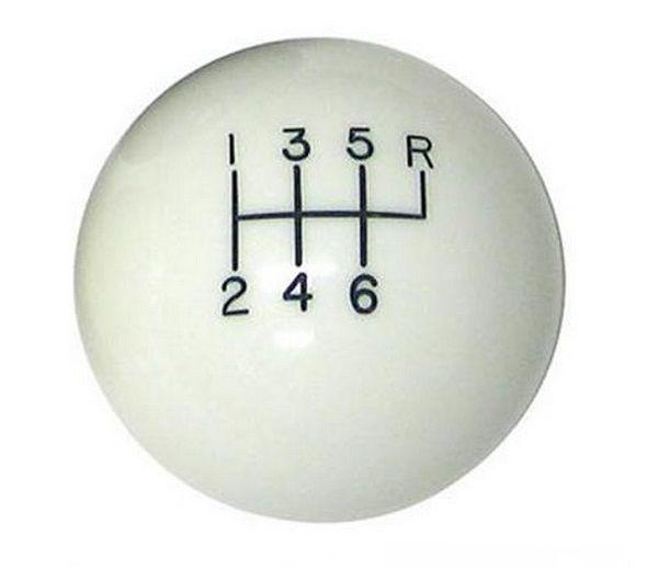 Lokar 6-Speed White 2" Gear Knob 3/8-24 & 3/8-16 Thread (LK-SK-6875) LK-SK-6875